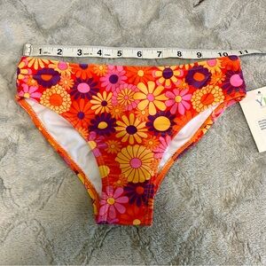 YMI Sz 6 Girls Orange & Purple Bikini Bottom NWT Floral Design